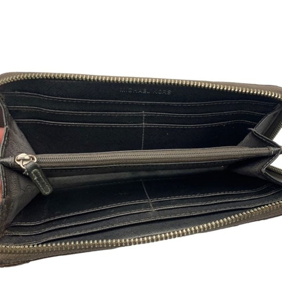 Michael Kors Bronze Signature Patent Leather Zip Around Wallet - Picture 5 of 8